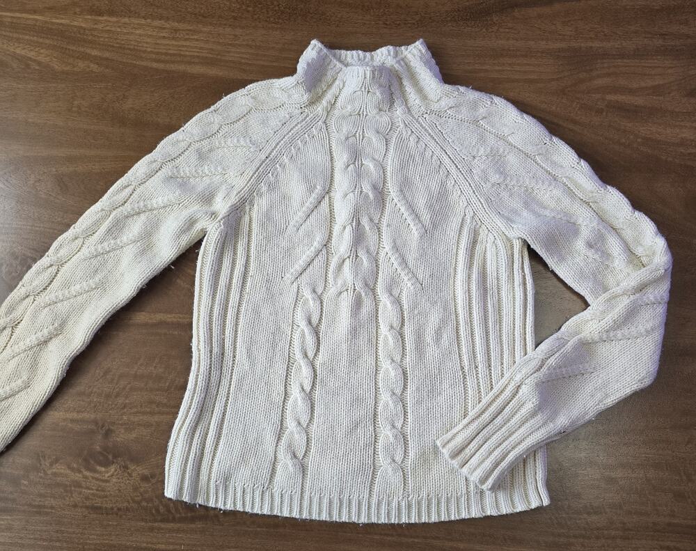 Vintage Silk Angora Cable Knit Mock Neck Sweater Size M Cozy Luxury Old Money